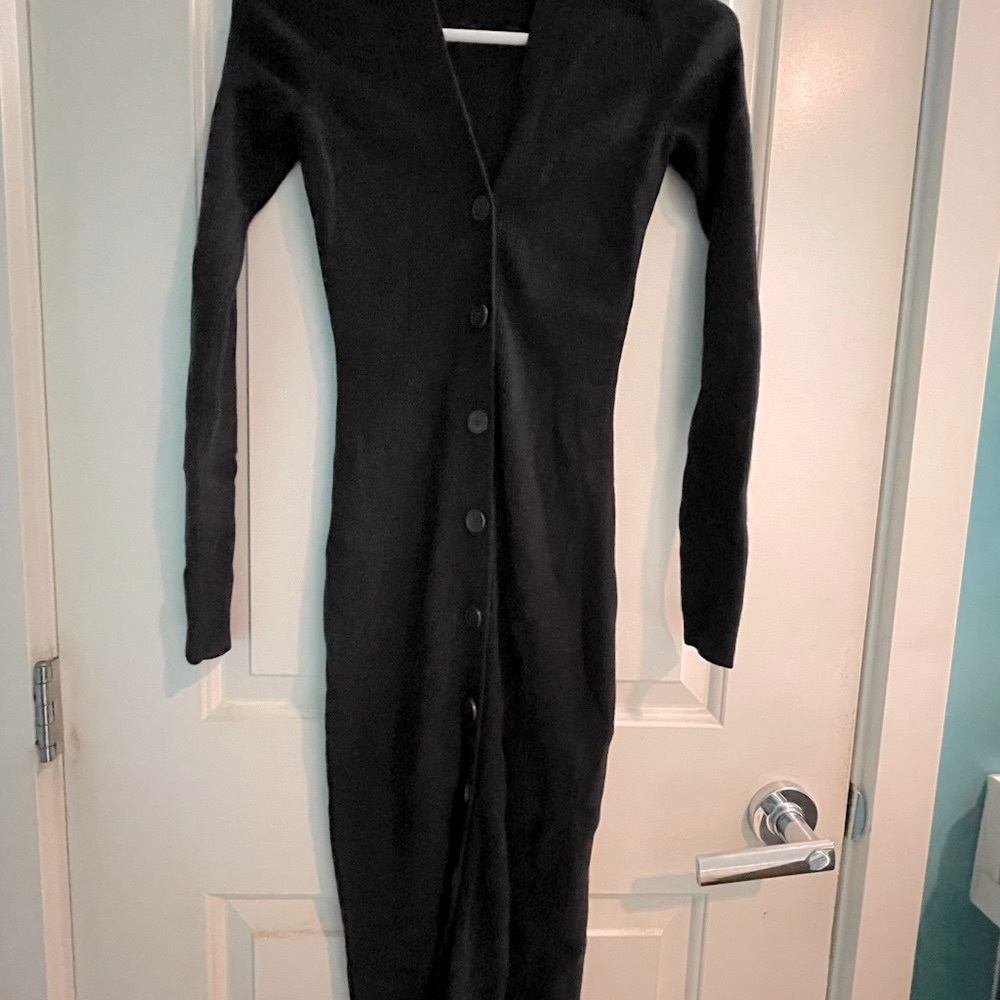 Elegant Black Button-Up Dress